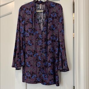 Free people XS Floral Purple and Blue Women's tunic/ mini dress